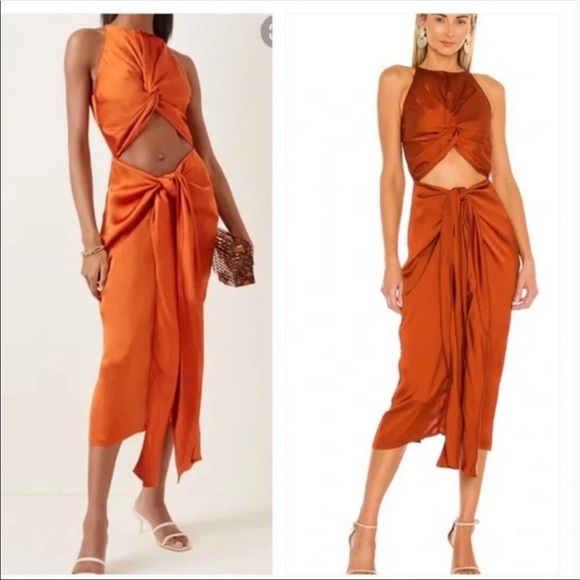 Andrea Iyamah Reni Dress in Burnt Orange - Picture 1 of 16